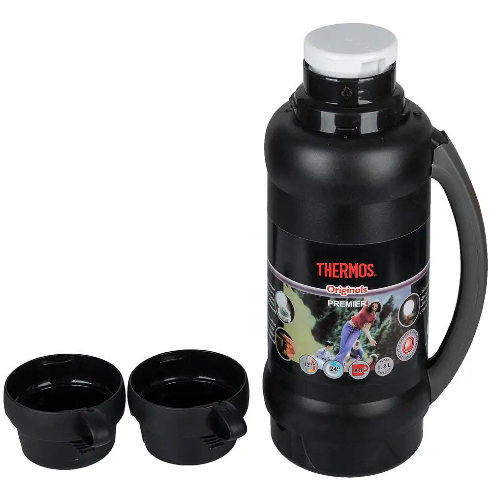 Термос THERMOS PREMIER со стеклянной колбой, черный, 1,8 л