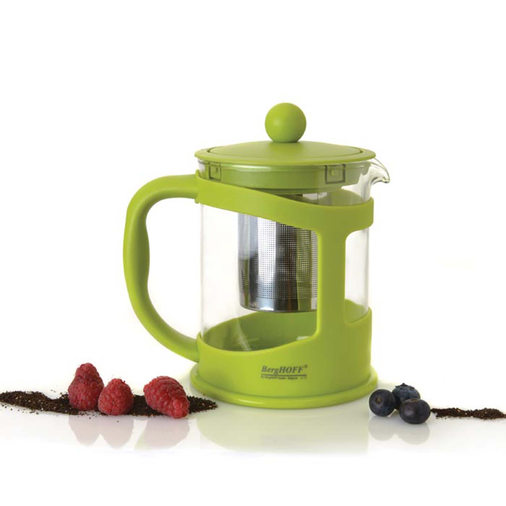 Чайник заварювальний BergHOFF для чаю, скляний, в підставці лайм, 600 мл