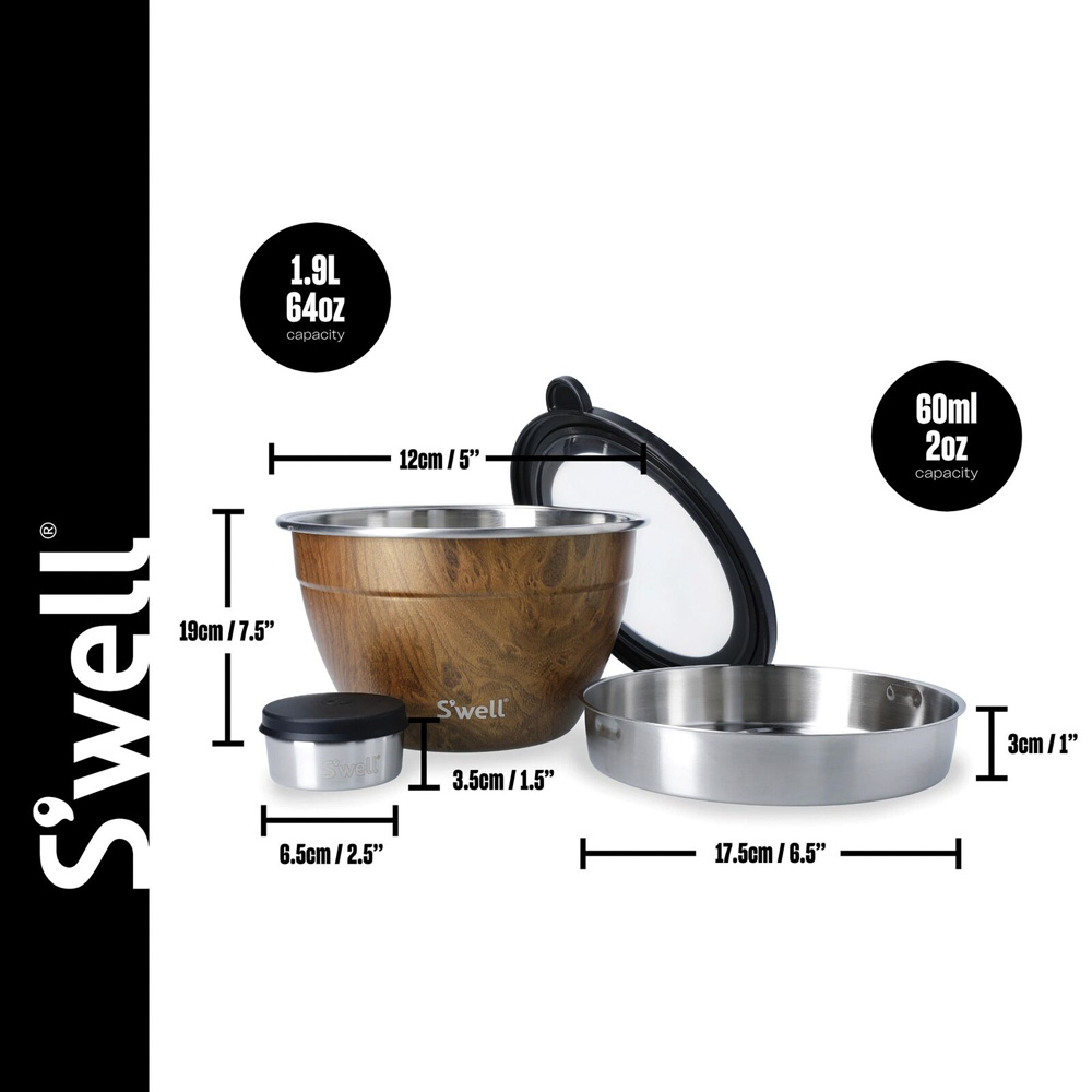 Набор для салата S'well TEAKWOOD, 1,9 л, 4 пр.