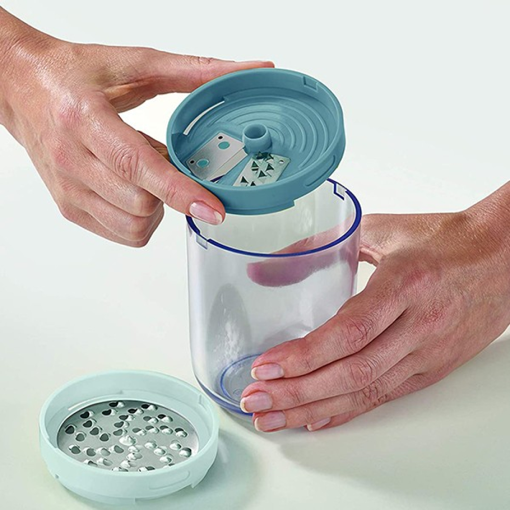 Овощерезка ручная спиральная 3-в-1 с тремя сменными насадками Joseph Joseph GADGETS, серый, 7,8 х 7,8 х 16 см