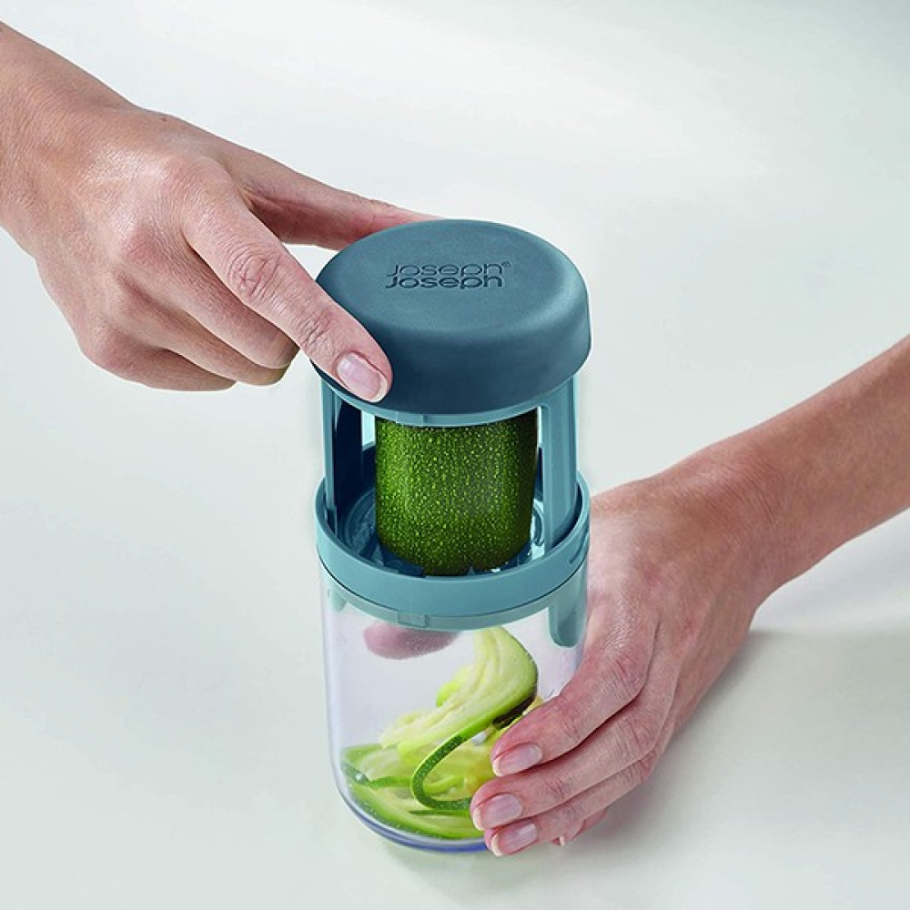 Овощерезка ручная спиральная 3-в-1 с тремя сменными насадками Joseph Joseph GADGETS, серый, 7,8 х 7,8 х 16 см