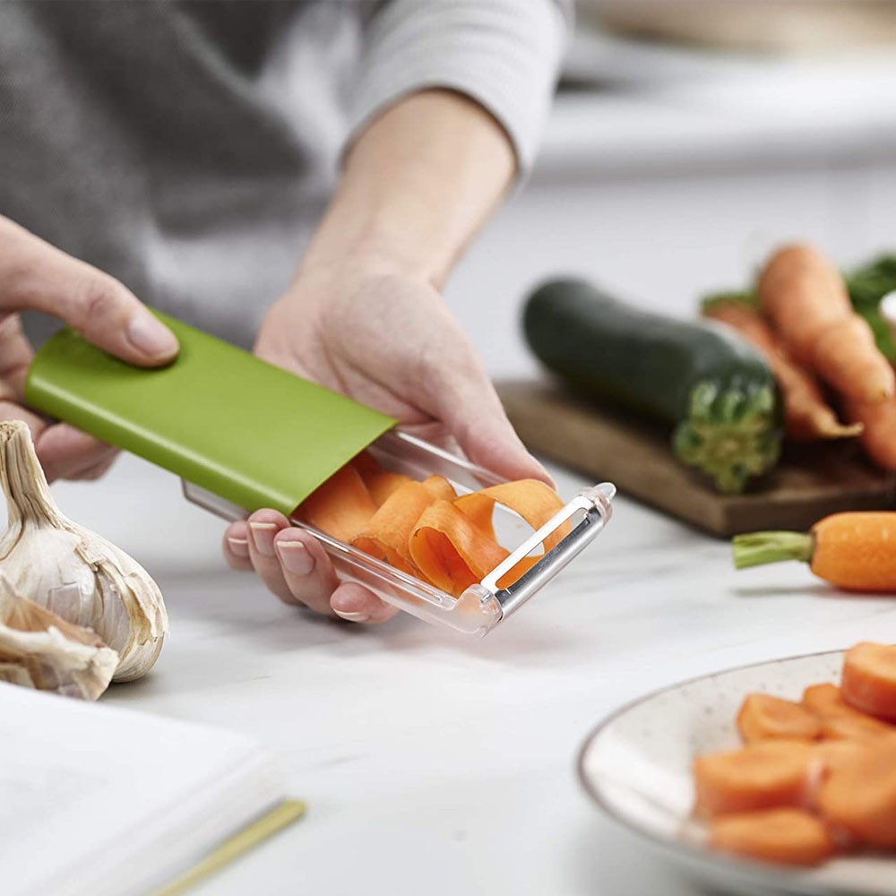 Нож для очистки с резервуаром для кожуры Joseph Joseph, зеленый, 14,0 х 6,0 х 3,0 см