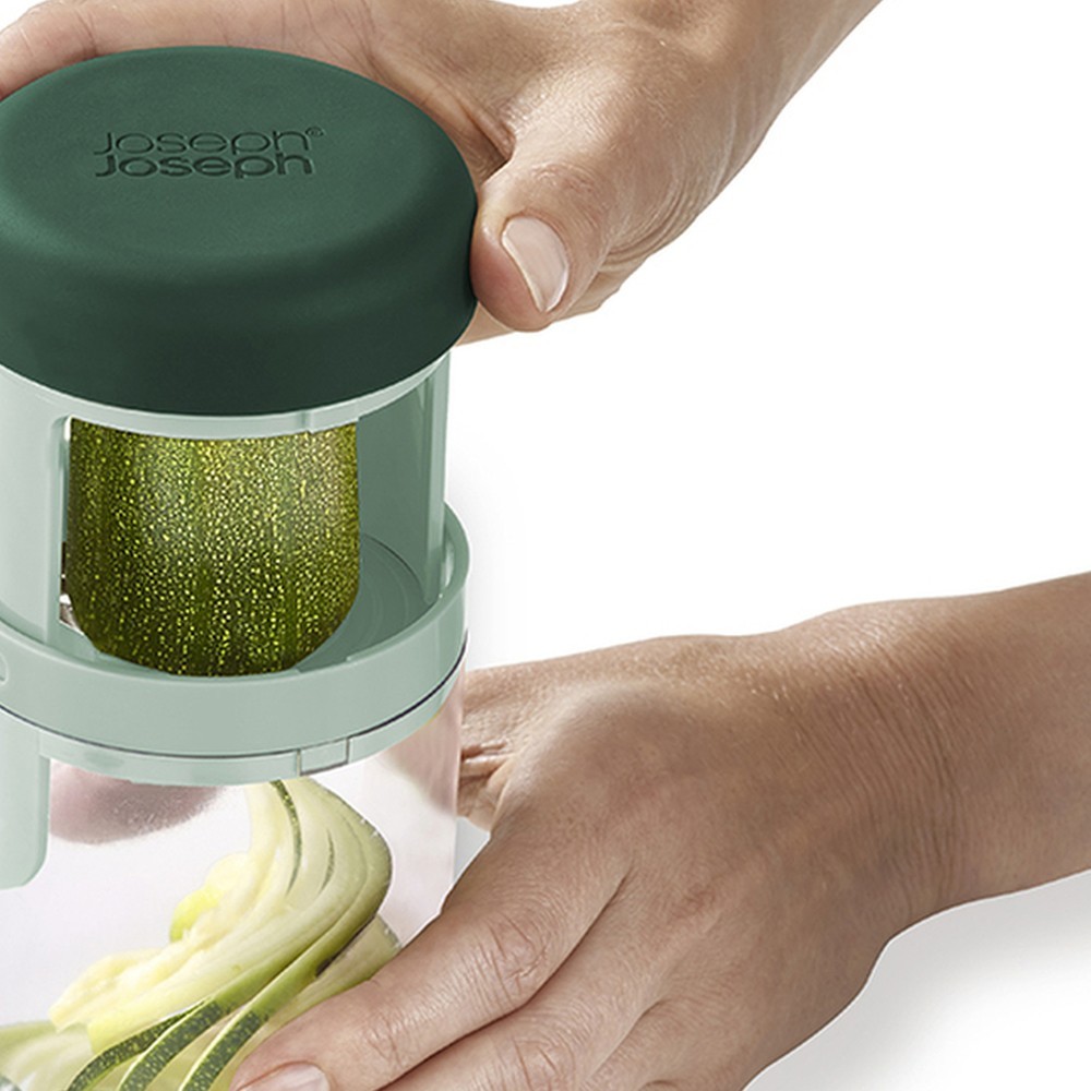 Овощерезка спиральная с тремя сменными насадками Joseph Joseph Sage, зеленая, 16 х 7,8 х 7,8 см