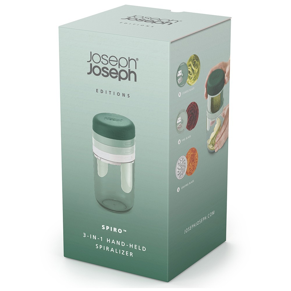 Овощерезка спиральная с тремя сменными насадками Joseph Joseph Sage, зеленая, 16 х 7,8 х 7,8 см