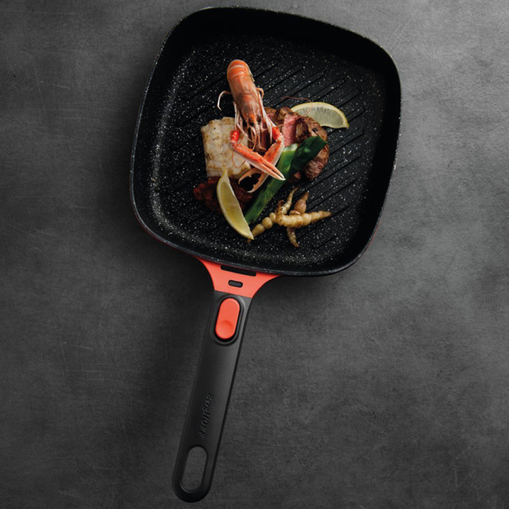 Сковорода гриль з антипригарним покриттям BergHOFF STAY COOL, червоний, діам. 28 см, 3,2 л