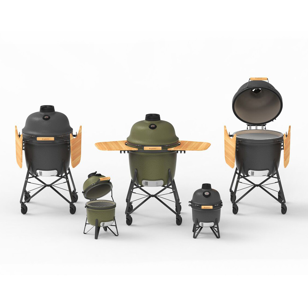 Гриль большой BergHOFF LEO, керамика, зеленый матовый, 58 см