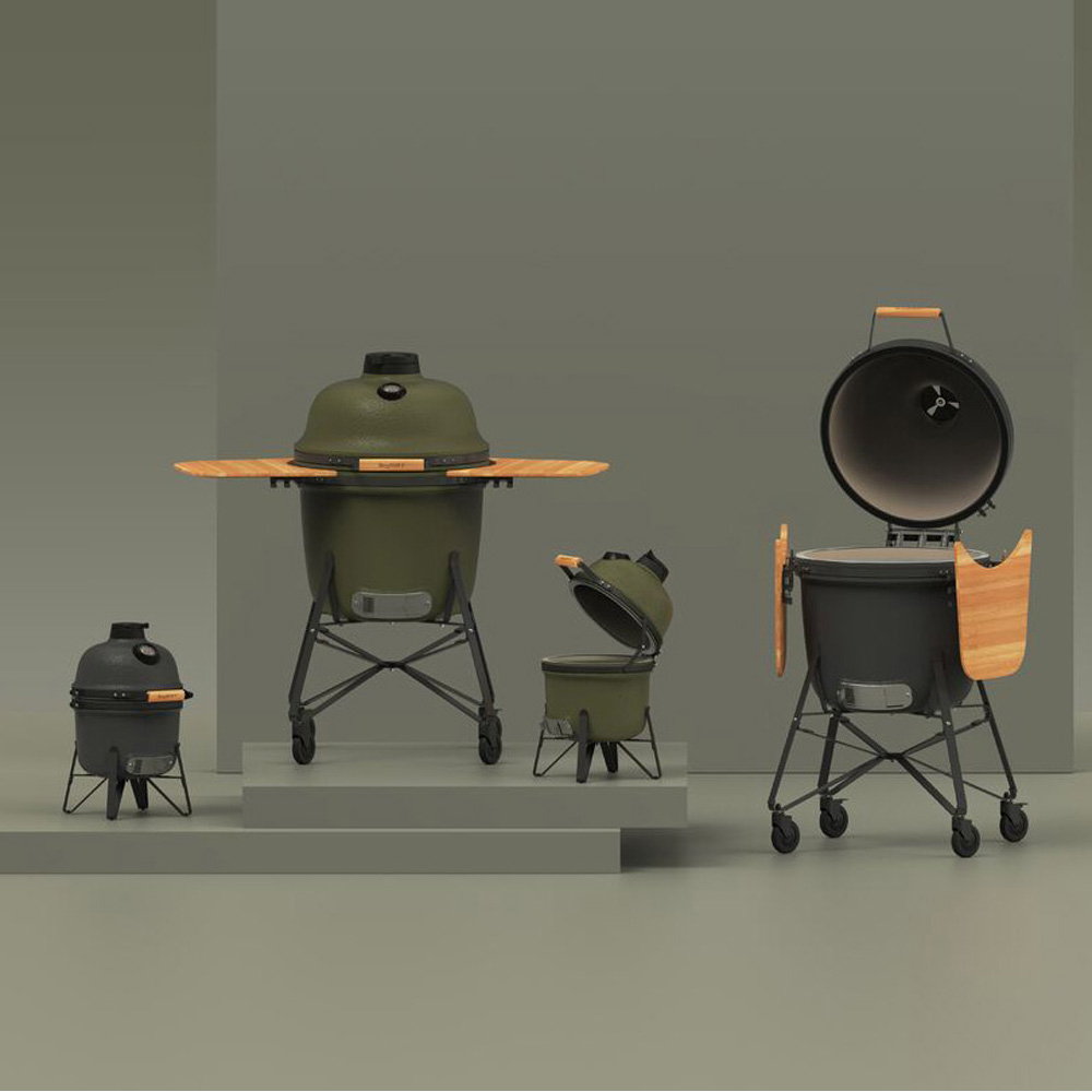 Гриль большой BergHOFF LEO, керамика, зеленый матовый, 58 см