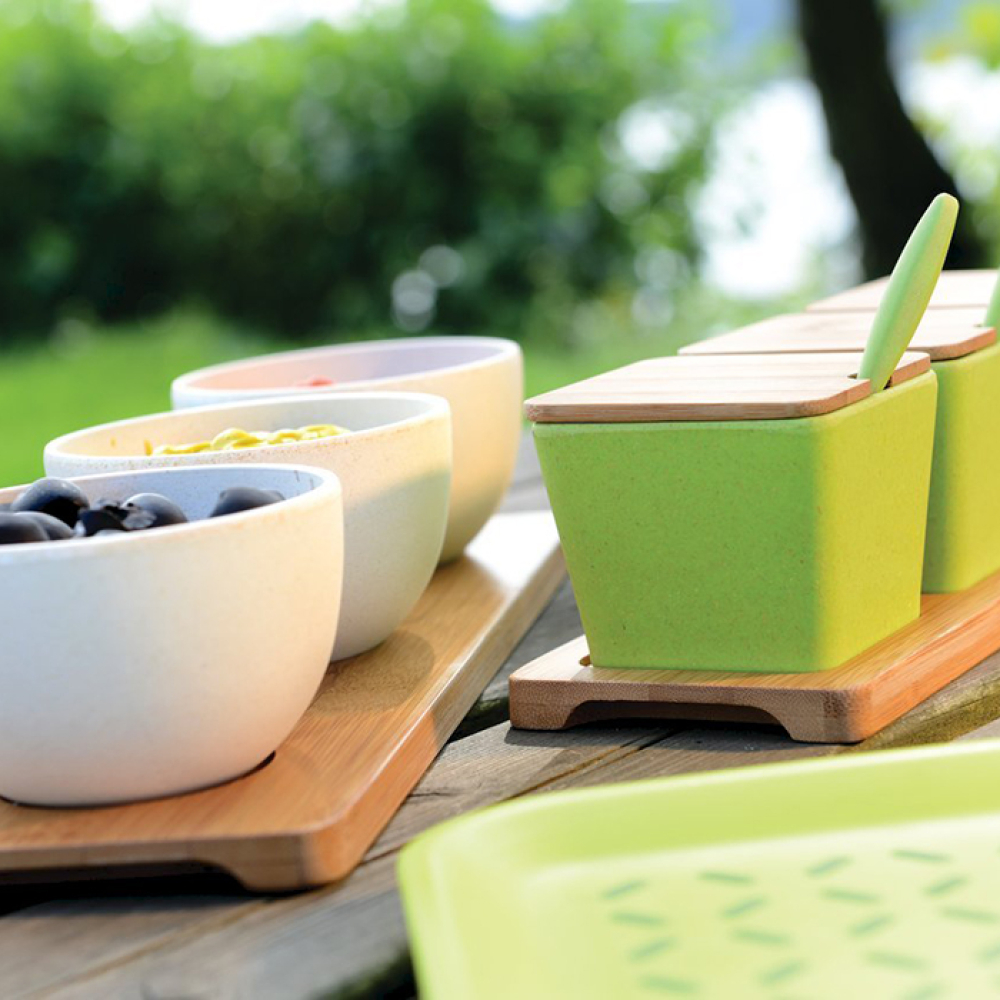 Набір креманок CookCo для закусок на бамбуковій підставці, 4 шт.