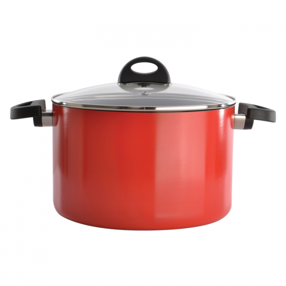 Кастрюля BergHOFF ECLIPSE с крышкой, красная, диам. 24 см, 6,6 л