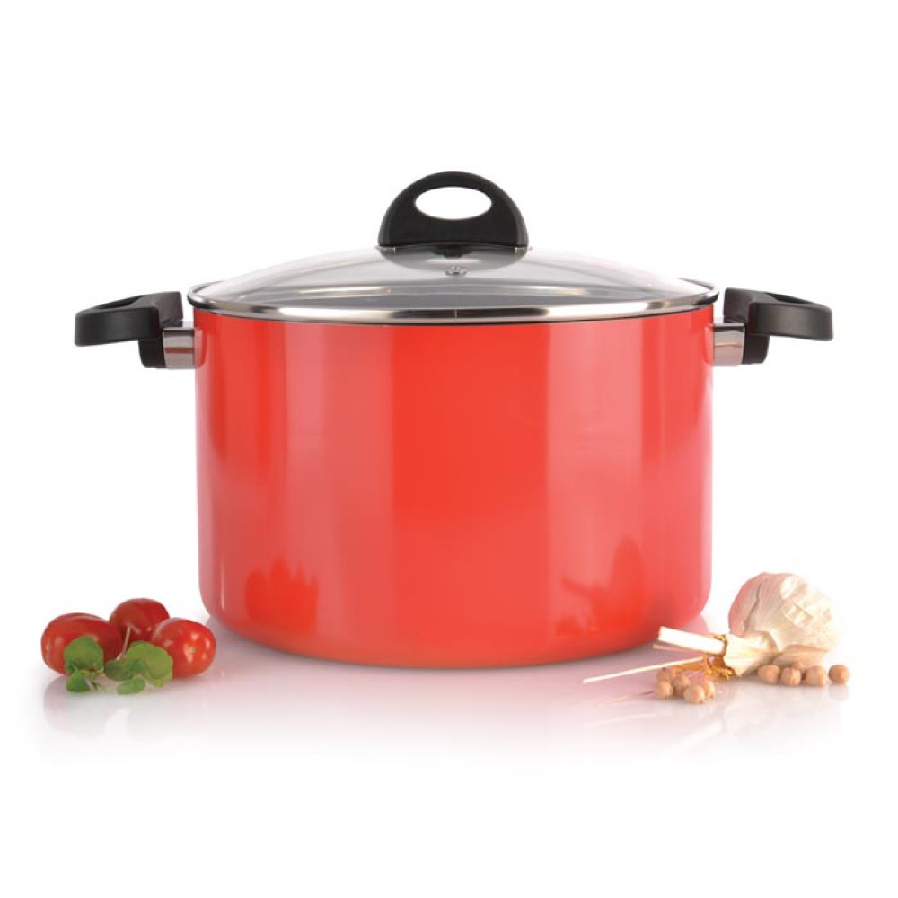 Кастрюля BergHOFF ECLIPSE с крышкой, красная, диам. 24 см, 6,6 л