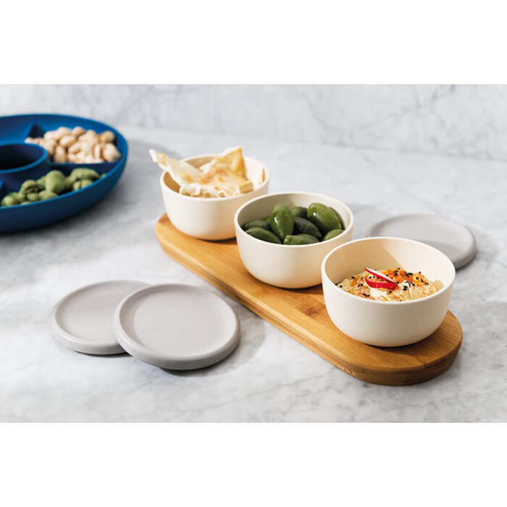 Набір креманок BergHOFF LEO із кришками, на дерев'яній підставці, 3 шт.