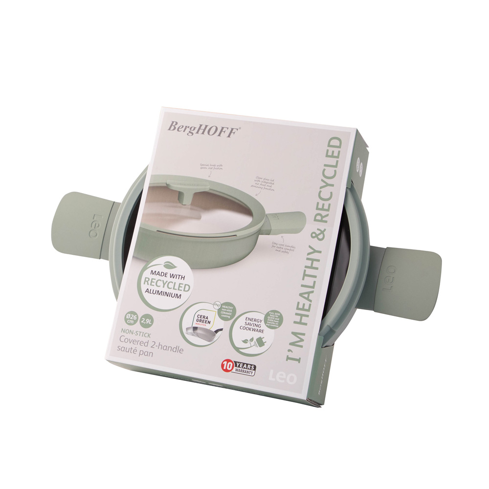 Сотейник с антипригарным покрытием BergHOFF LEO BALANCE Sage с двумя ручками, диам. 26 см, 2,9 л