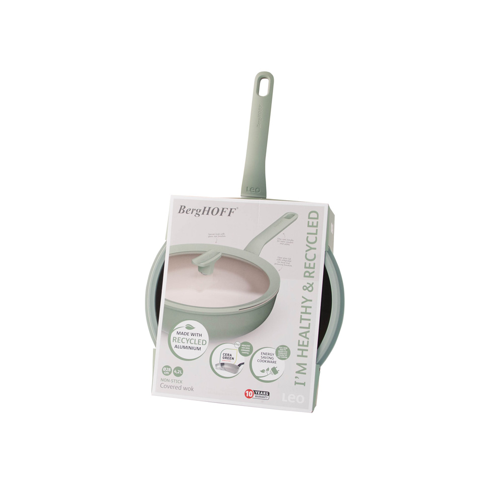 Сковорода-вок с антипригарным покрытием BergHOFF LEO BALANCE Sage, диам. 28 см, 4,2 л