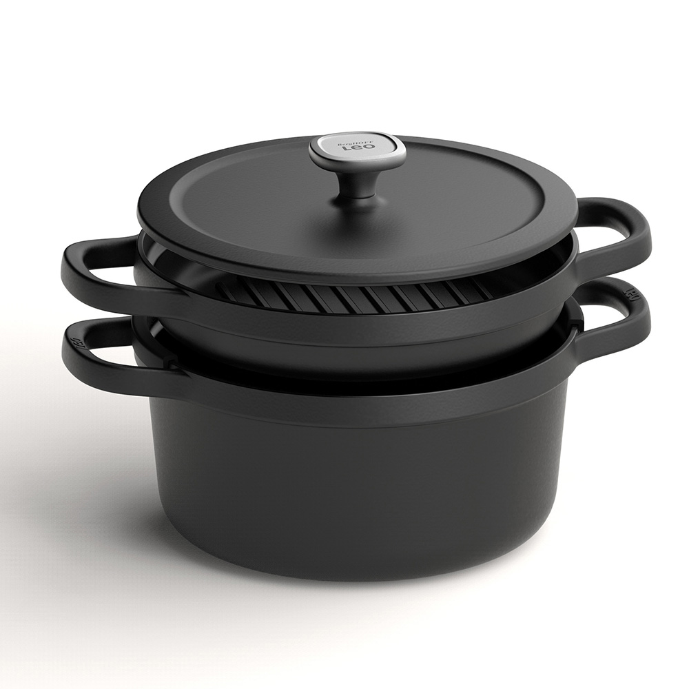 Сковорода-гриль BergHOFF LEO GRAPHITE з двома ручками, чавун, діам. 26 см, 2,1 л