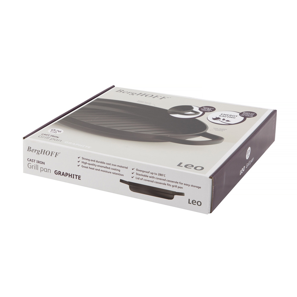 Сковорода-гриль BergHOFF LEO GRAPHITE з двома ручками, чавун, діам. 26 см, 2,1 л