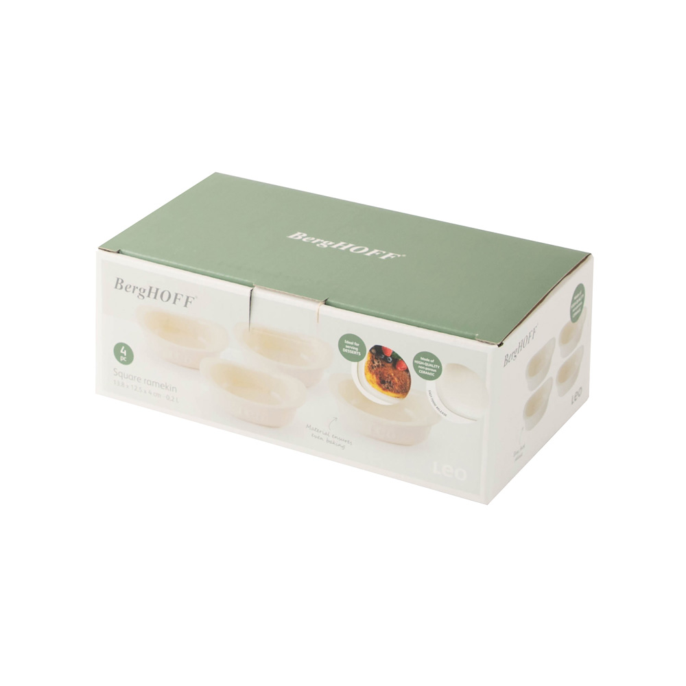 Набір квадратних форм для запікання BergHOFF LEO BALANCE, бежевий, кераміка, 200 мл, 4 пр.