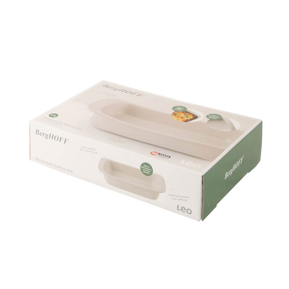 Форма прямоугольная для запекания BergHOFF LEO BALANCE, молочный, керамика, 34 х 23,6 х 7,8 см
