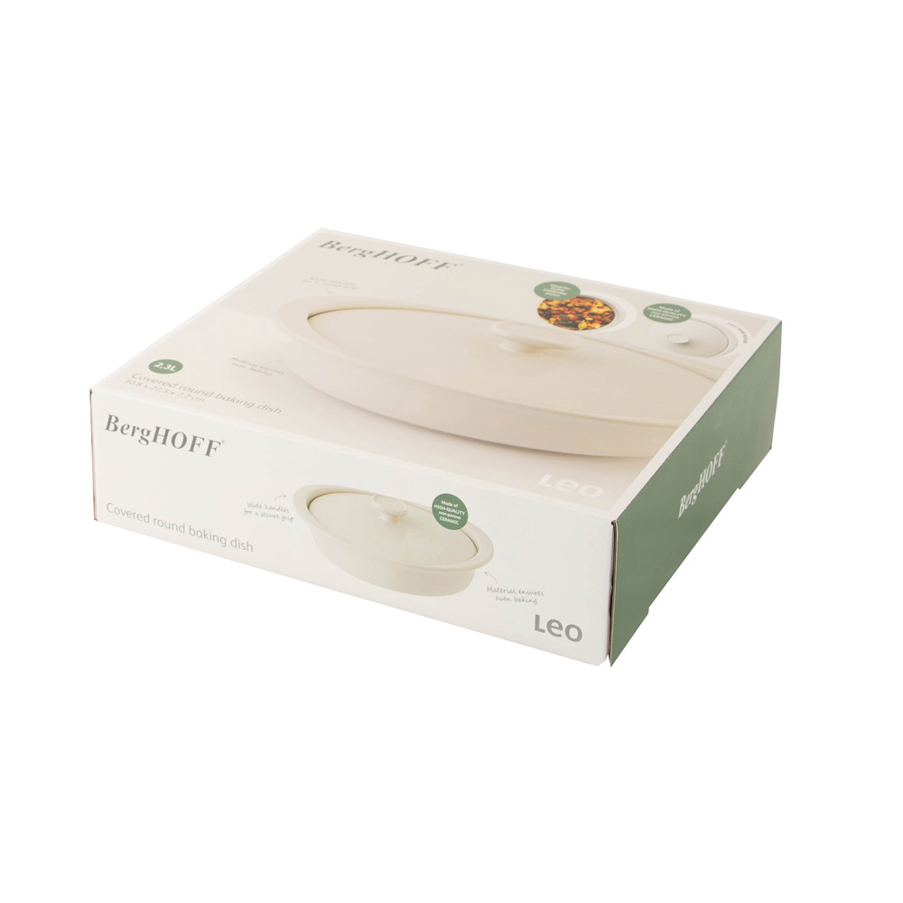 Форма з кришкою кругла BergHOFF LEO BALANCE, бежевий, кераміка, діам. 24 см, 2,3 л