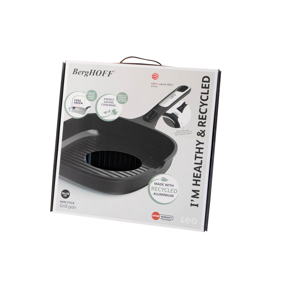 Сковорода-гриль с антипригарным покрытием BergHOFF LEO PHANTOM, 26 х 26 см, 2,1 л