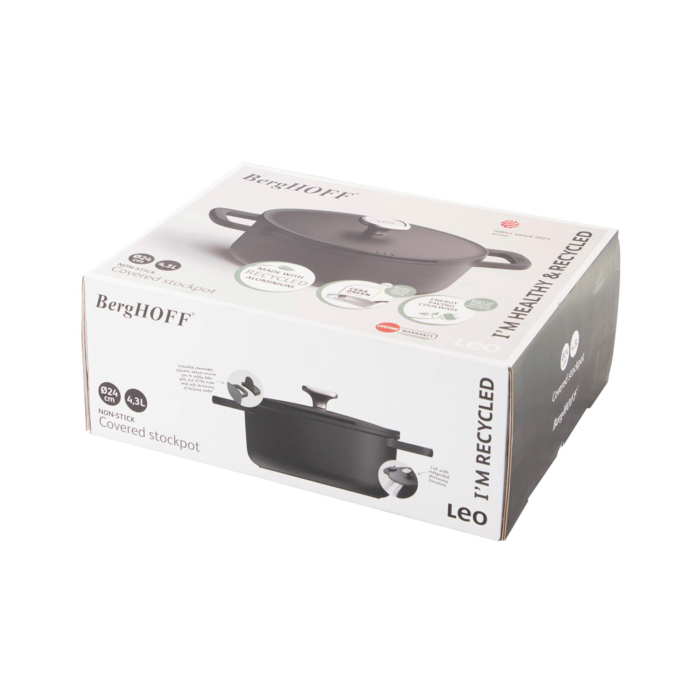 Кастрюля с антипригарным покрытием BergHOFF LEO PHANTOM, диам. 24 см, 4,3 л