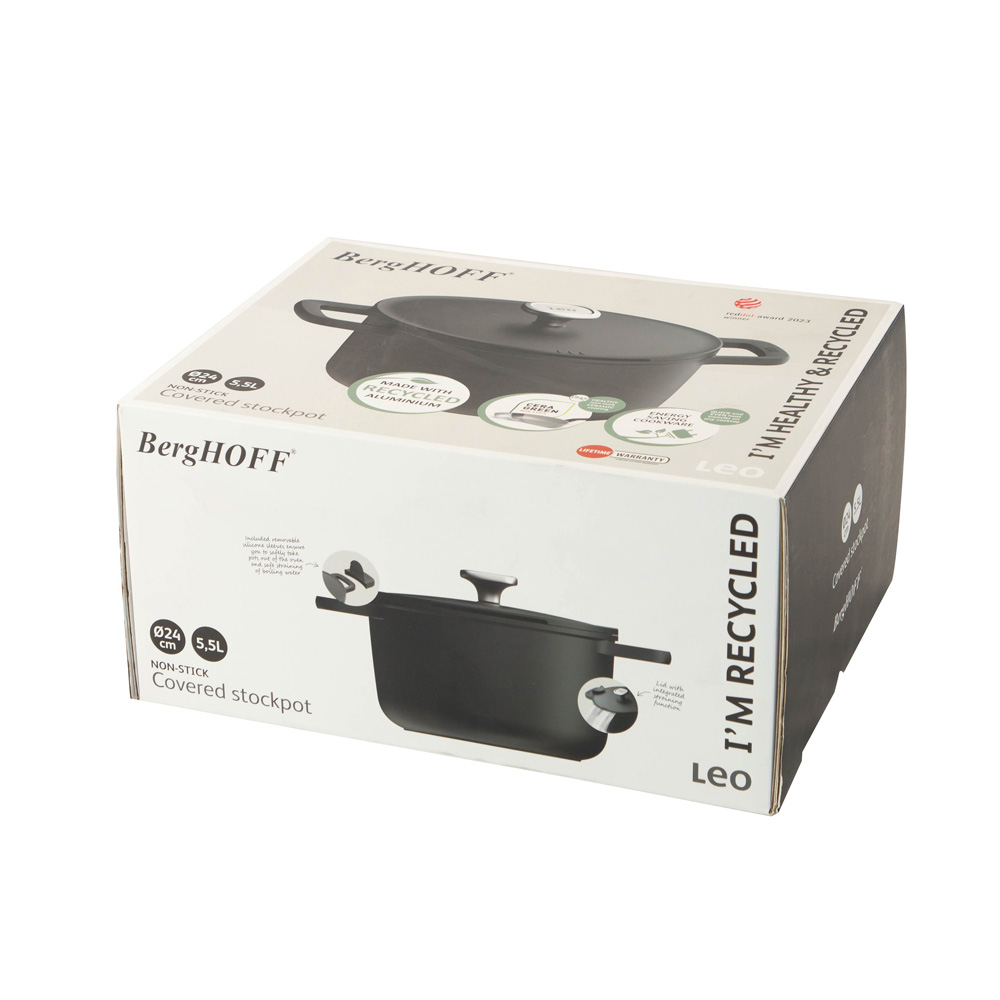 Кастрюля с антипригарным покрытием BergHOFF LEO PHANTOM, диам. 24 см, 5,5 л