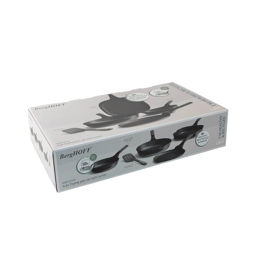 Набір сковорідок з антипригарним покриттям BergHOFF LEO STONE+, з лопаткою BergHOFF LEO BALANCE, 35 см, 4 пр.
