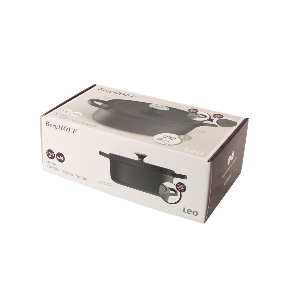 Каструля овальна BergHOFF LEO GRAPHITE, чавун, 27 х 22 см, 4,8 л