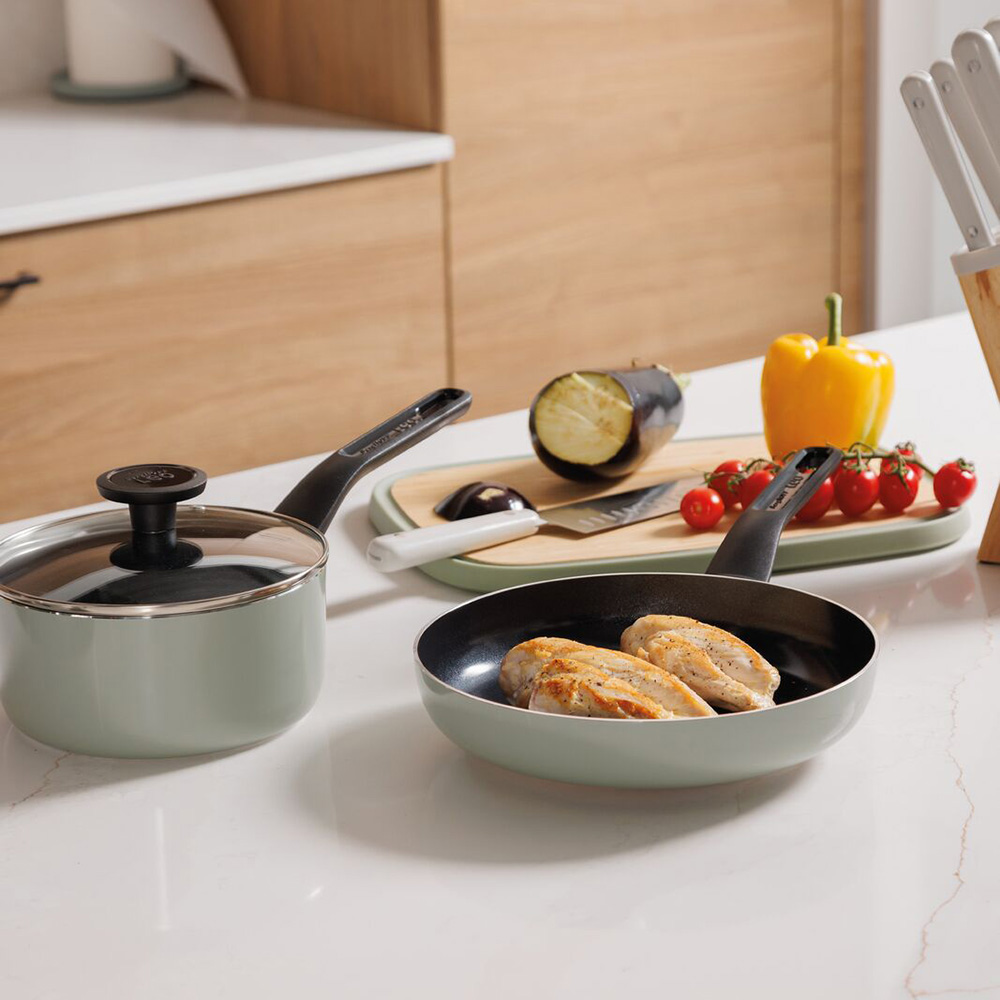 Набор посуды с антипригарным покрытием BergHOFF LEO GLINTS SAGE, 7 пр.