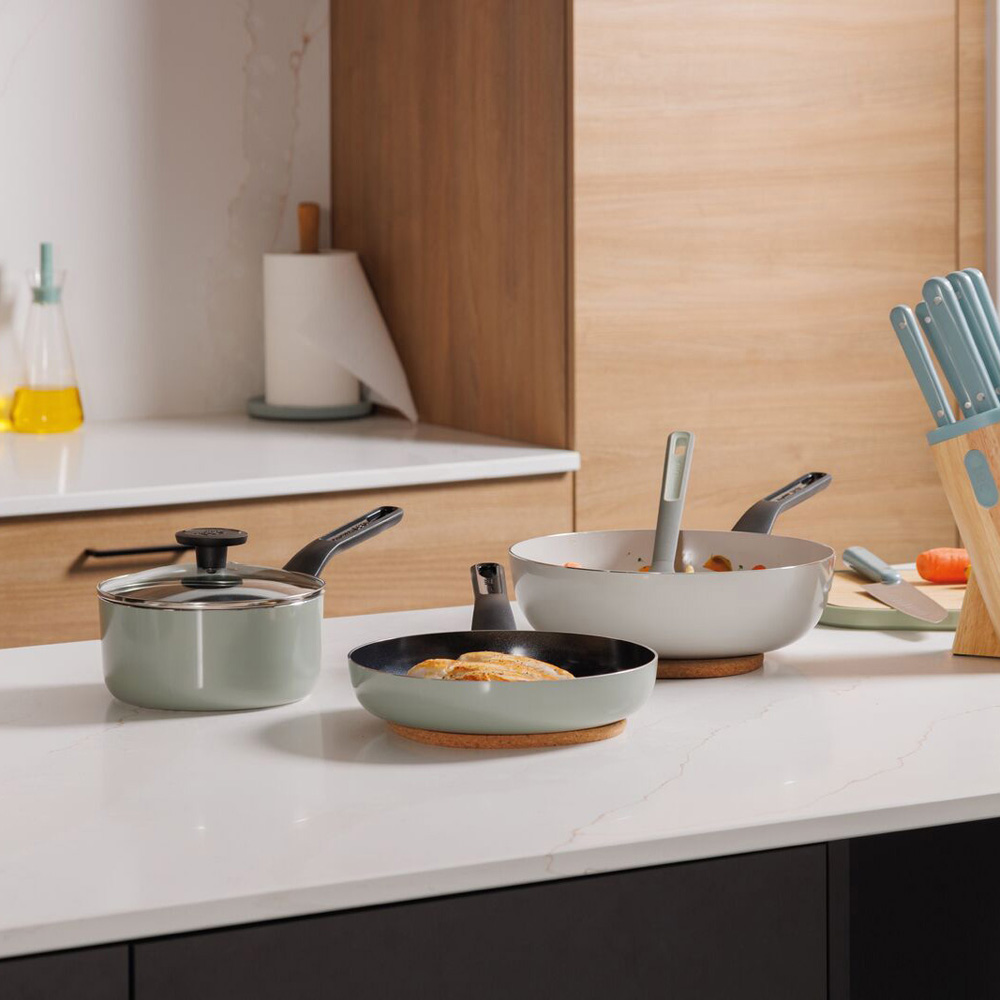 Набор посуды с антипригарным покрытием BergHOFF LEO GLINTS SAGE, 7 пр.
