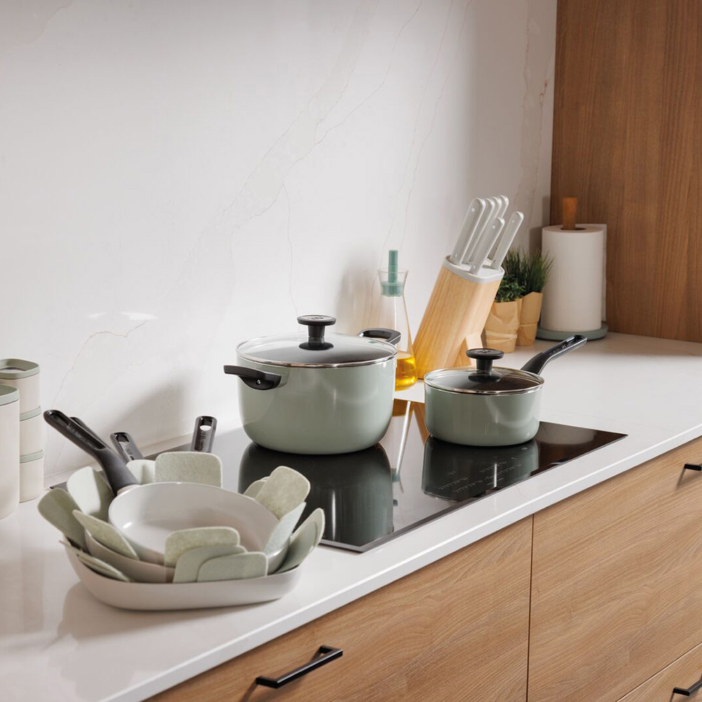 Набор посуды с антипригарным покрытием BergHOFF LEO GLINTS SAGE, 7 пр.