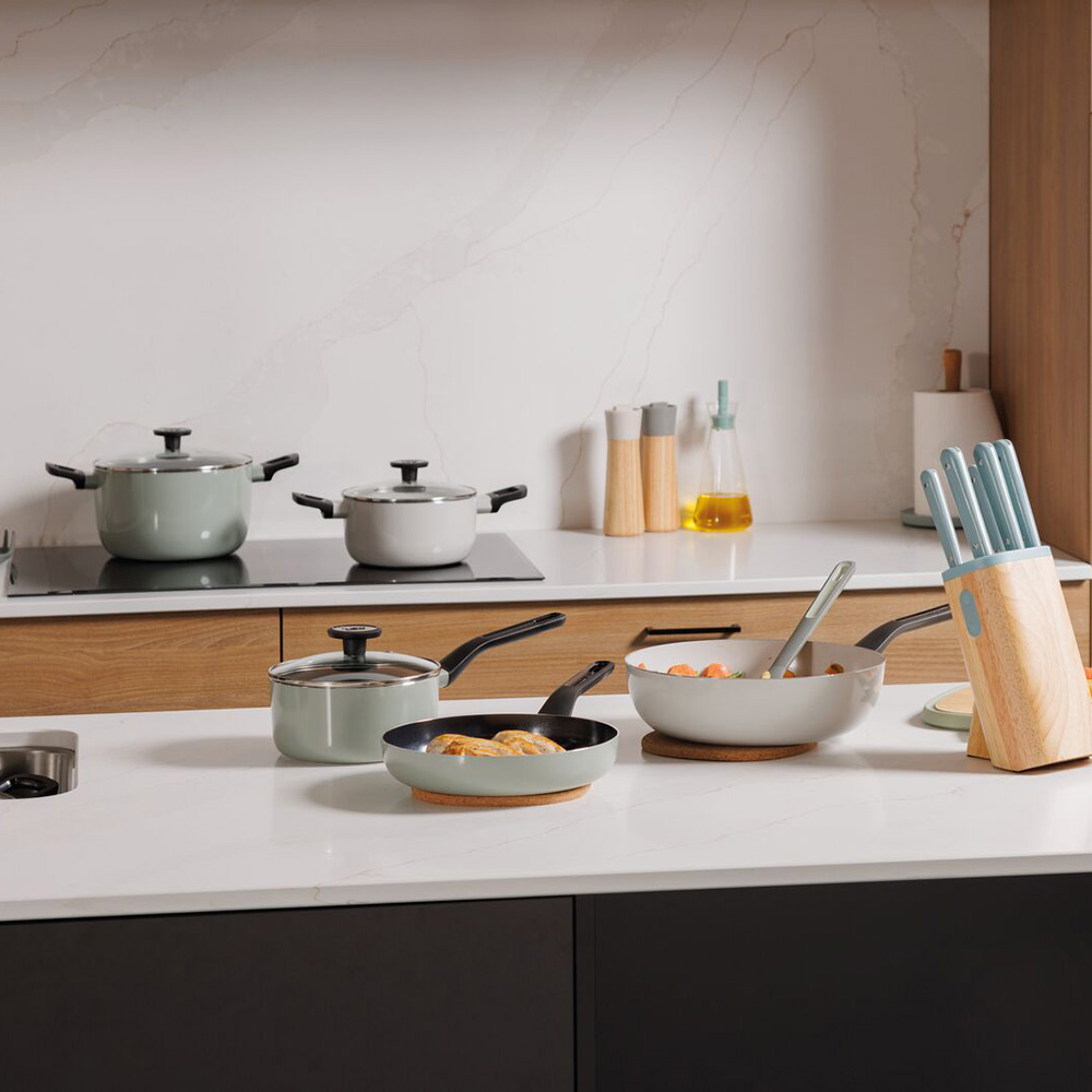 Набор посуды с антипригарным покрытием BergHOFF LEO GLINTS SAGE, 7 пр.