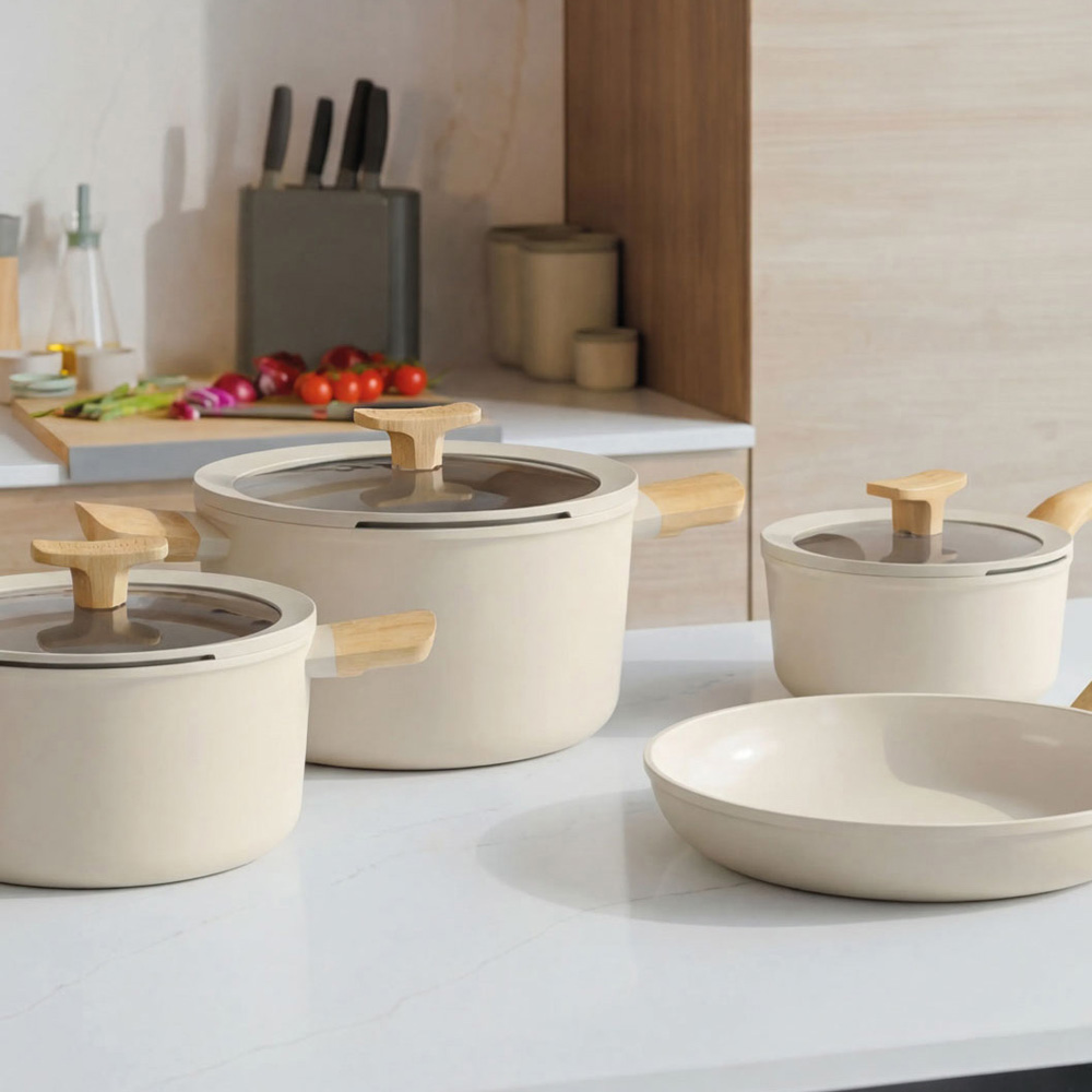 Набор посуды с антипригарным покрытием BergHOFF LEO BALANCE Cream, 7 пр.