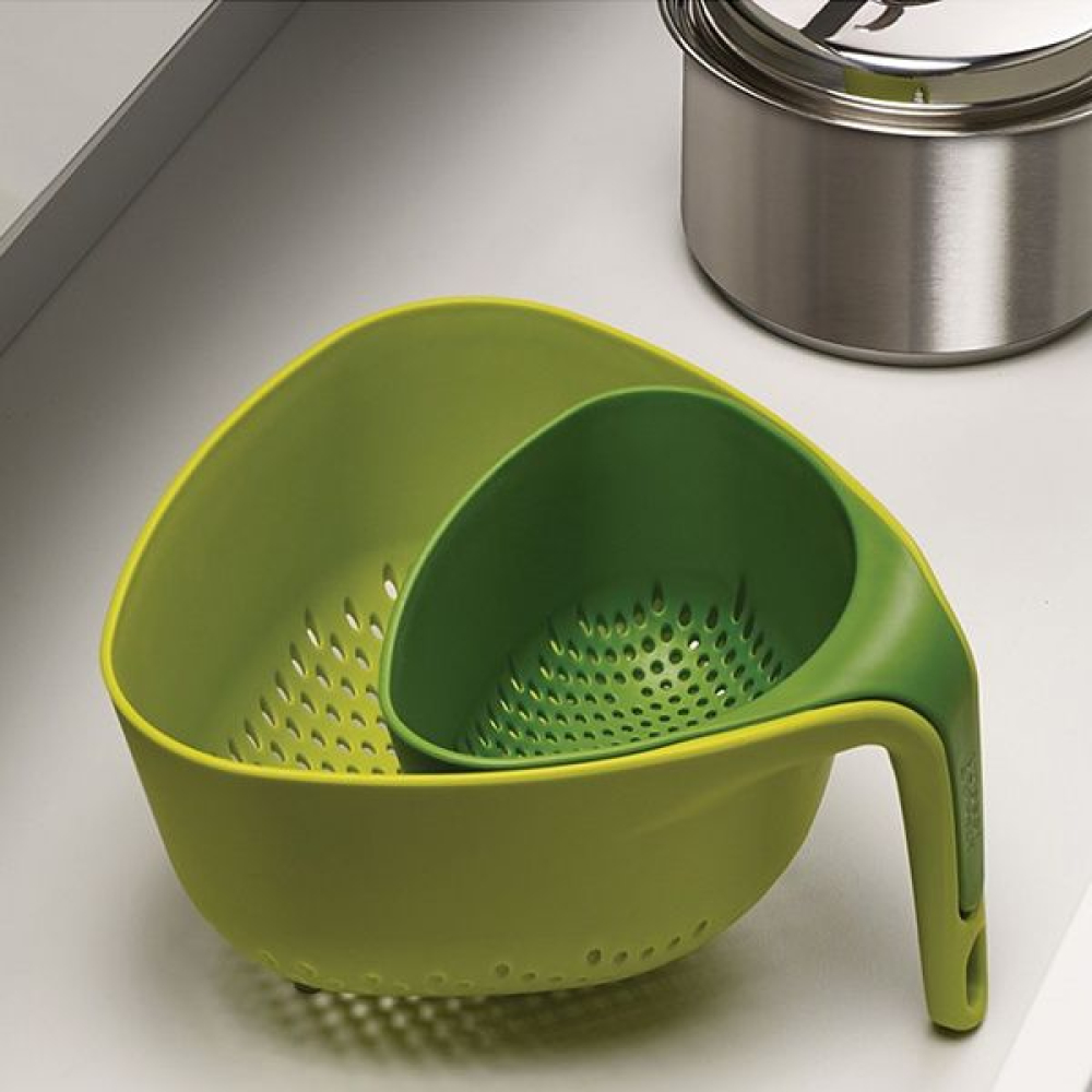 Набор дуршлагов с закругленными уголками Joseph Joseph Nest Colander, зеленый, 22,1 х 23,5 х 13,3 см, 2 пр.