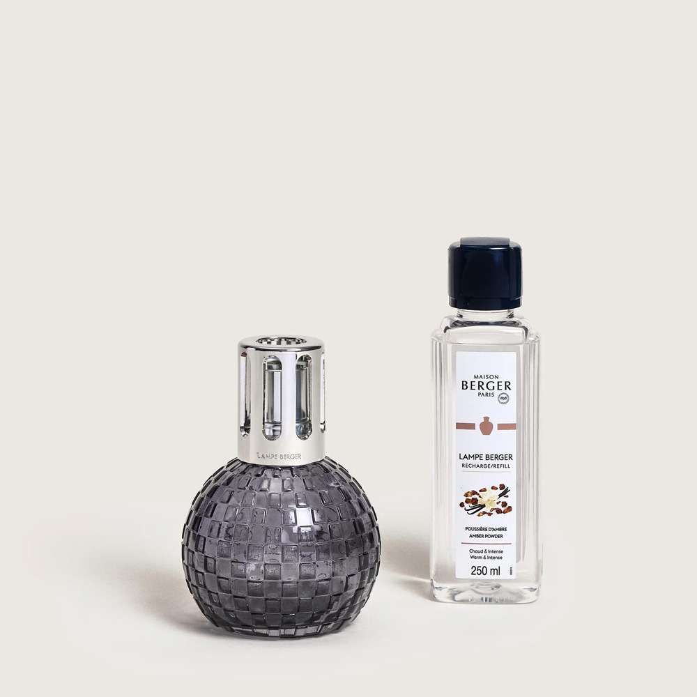 Аромалампа Maison Berger Paris DISCO GRISE, 280 мл + Наполнитель с ароматом AMBER POWDER, 250 мл