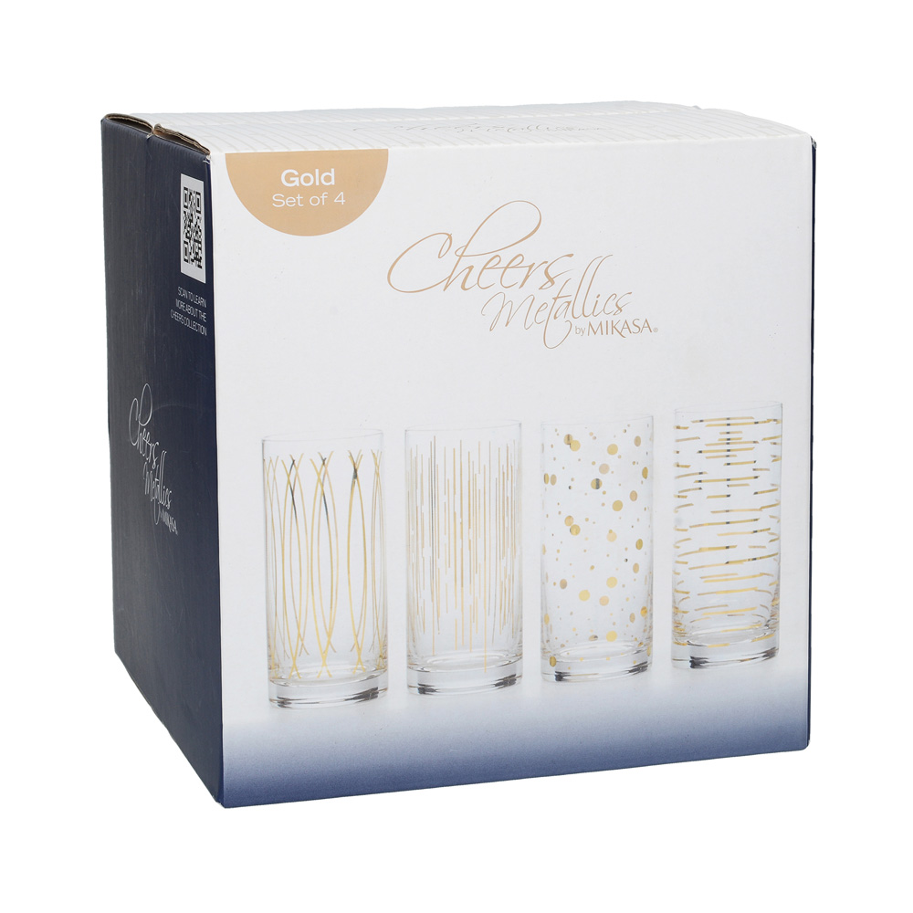 Набор стаканов для коктейля Mikasa CHEERS GOLD, стекло, 450 мл, 4 пр.