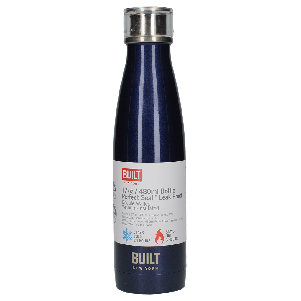 Бутылка металлическая Built Midnight Blue, с двойными стенками, синяя, 500 мл