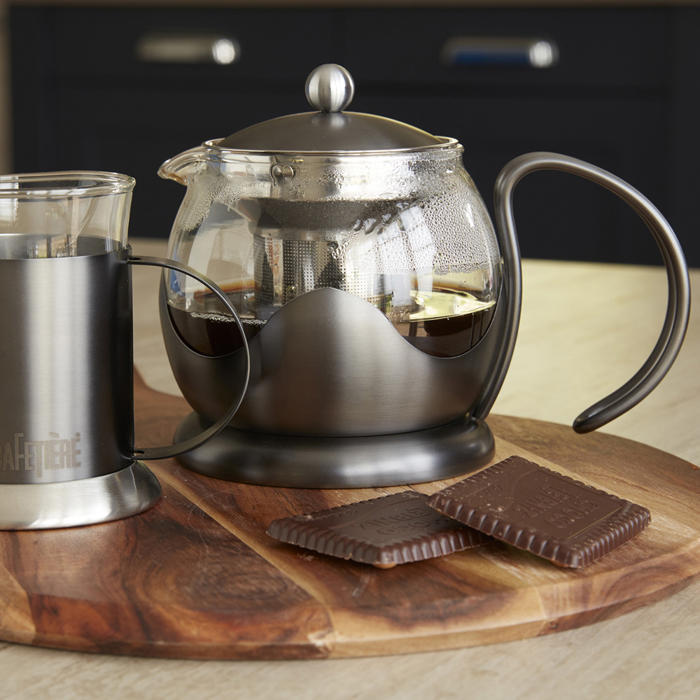 Чайник заварочный Kitchen Craft LA CAFETIERE, стальной со стеклянной колбой, 660 мл