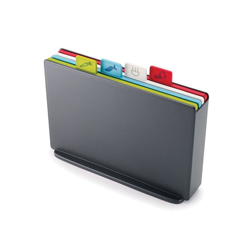 Набор разделочных досок с ярлычками
и кейсом для хранения Joseph Joseph CHOPPING BOARDS, графит, 34,6 х 27,3 х 8,3 см, 5 пр.