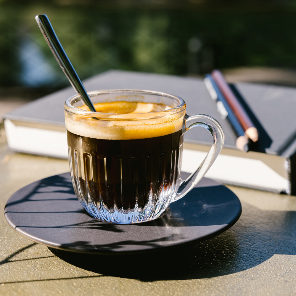 Набор чашек для эспрессо с блюдцами La Rochere OUESSANT ANTHRACITE, выс. 6,8 см, 90 мл, 2 шт.