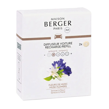 Картридж для диффузора для автомобиля Maison Berger Paris с ароматом FLEURS DE MUSC, 2 шт.
