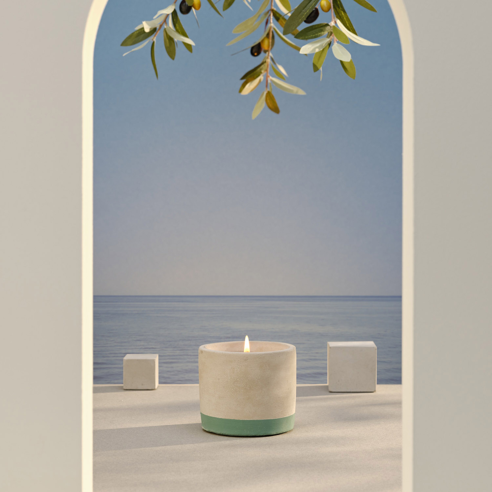 Свічка Bougies La Française у кашпо BETON, м`ята-лемонграс, 9 х 9 х 7,5 см, 180 г