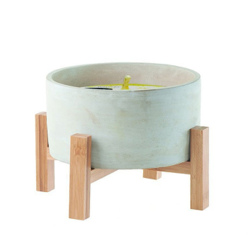 Свеча в кашпо Bougies La Française BETON на деревянной подставке, лемонграсс, 21 х 15 см, 930 г