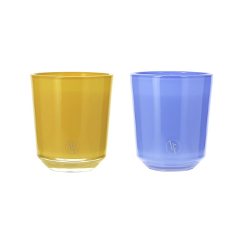 Набор мини-свечей в стакане Bougies La Française DUO, желто-голубые, 6 х 7 см, 70 г, 2 шт.