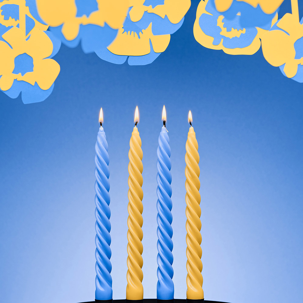 Набір кручених свічок Bougies La Française, жовті, 25,5 х 2,2 см, 54 г, 6 шт.