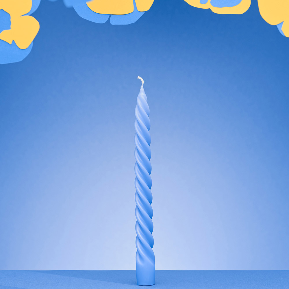 Набір кручених свічок Bougies La Française, блакитні, 25,5 х 2,2 см, 54 г, 6 шт.