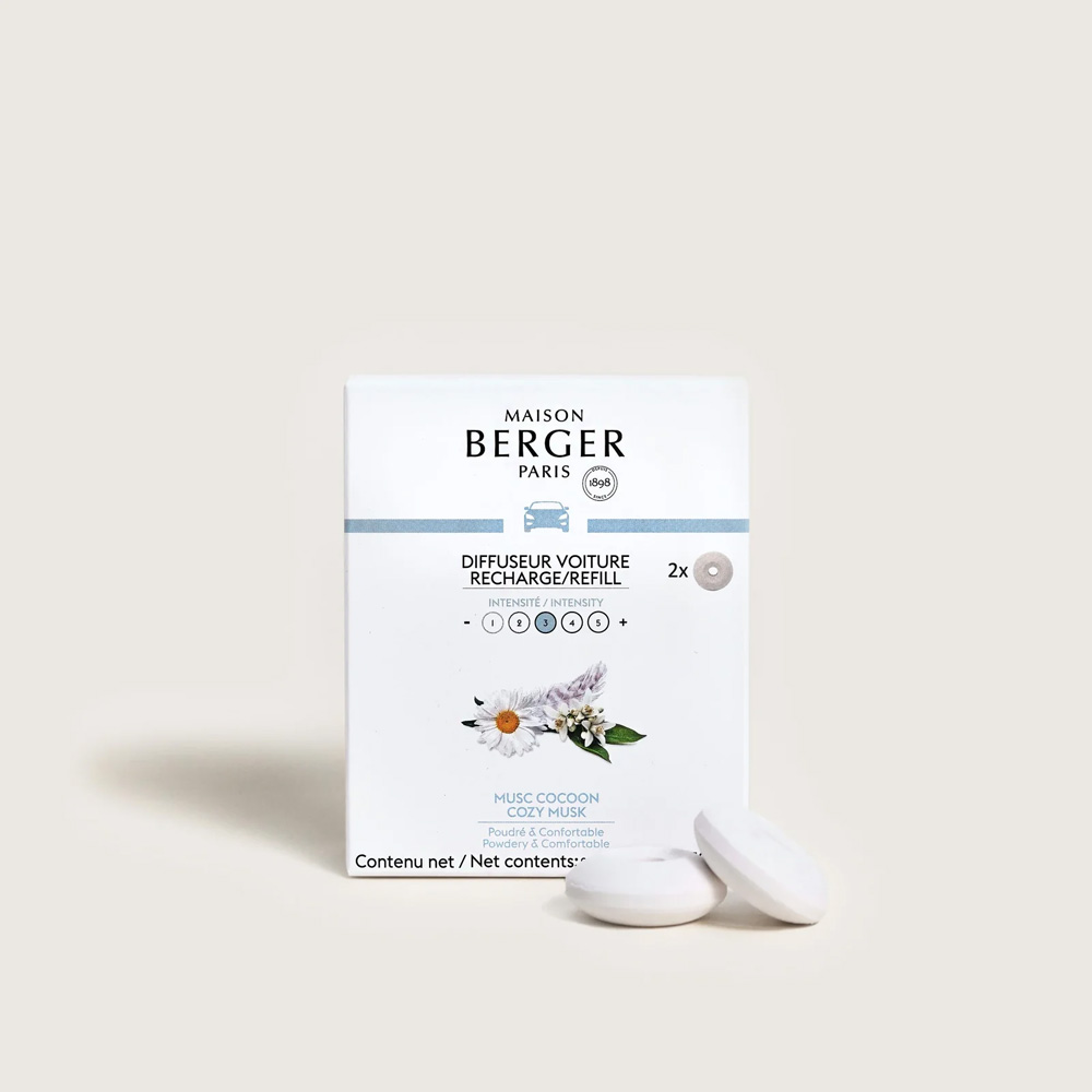 Картридж для дифузора для автівки Maison Berger Paris з ароматом COZY MUSK, 2 шт.
