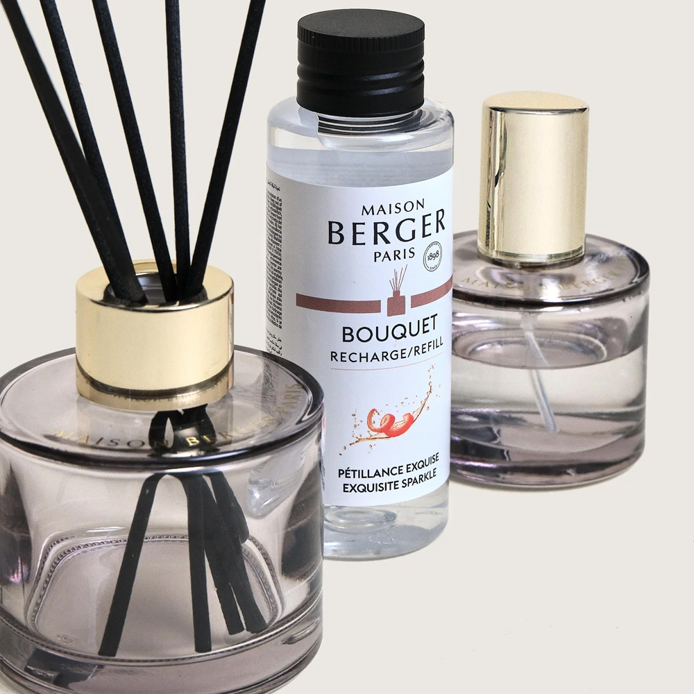 Набор Maison Berger Paris: диффузор ROSALIE, 100 мл + Наполнитель с ароматом EXQUISITE SPARKLE, 90 мл и спрей с ароматом EXQUISITE SPARKLE, 50 мл