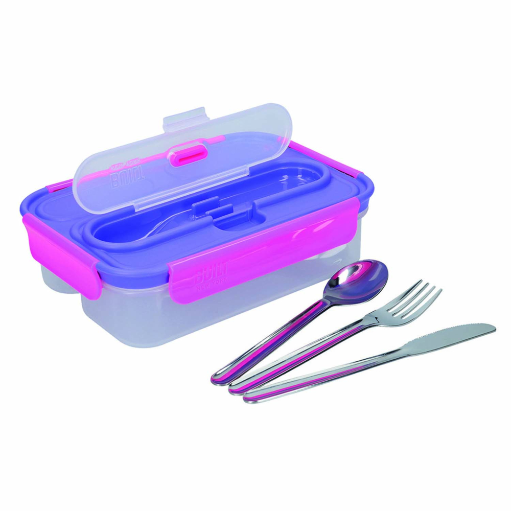 Ланч-бокс Built Active со столовыми приборами, трехзонный, 23,5 х 17 см, 1050 мл