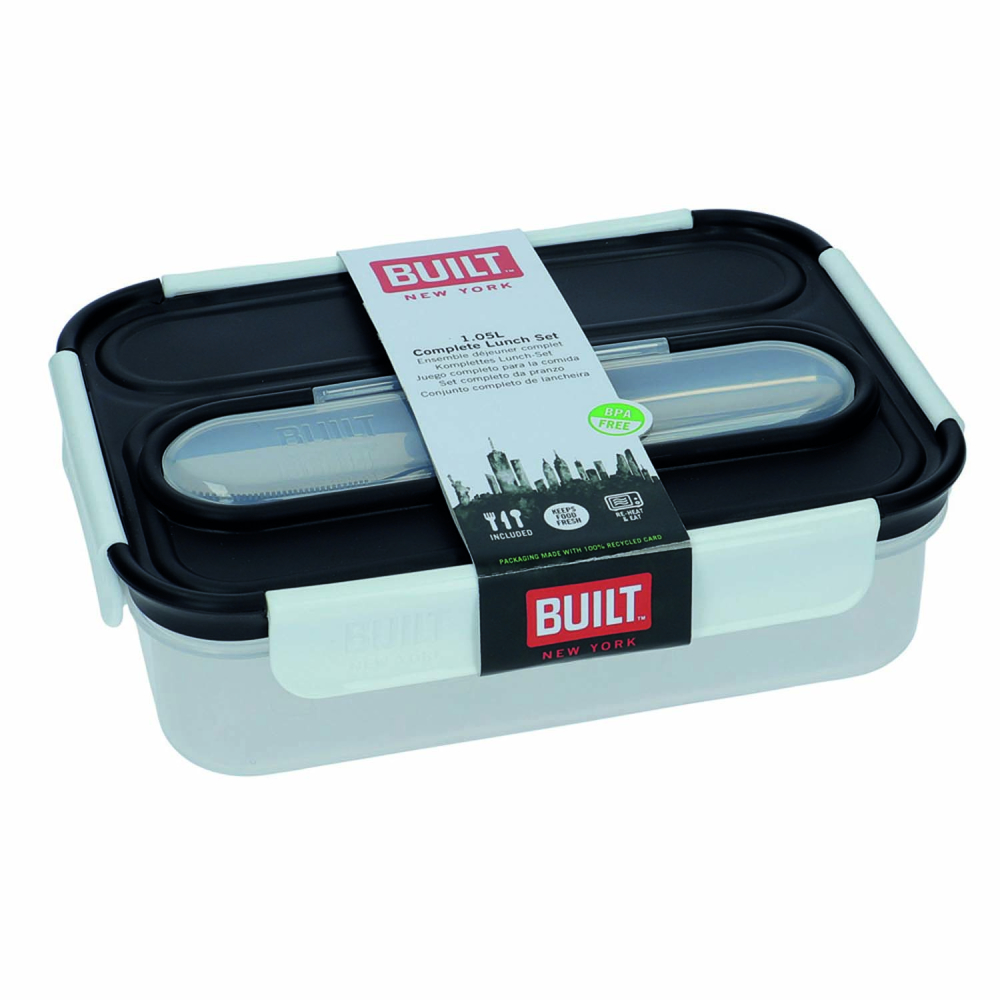 Ланч-бокс Built Classic со столовыми приборами, трехзонный, 23,5 х 17 см, 1050 мл