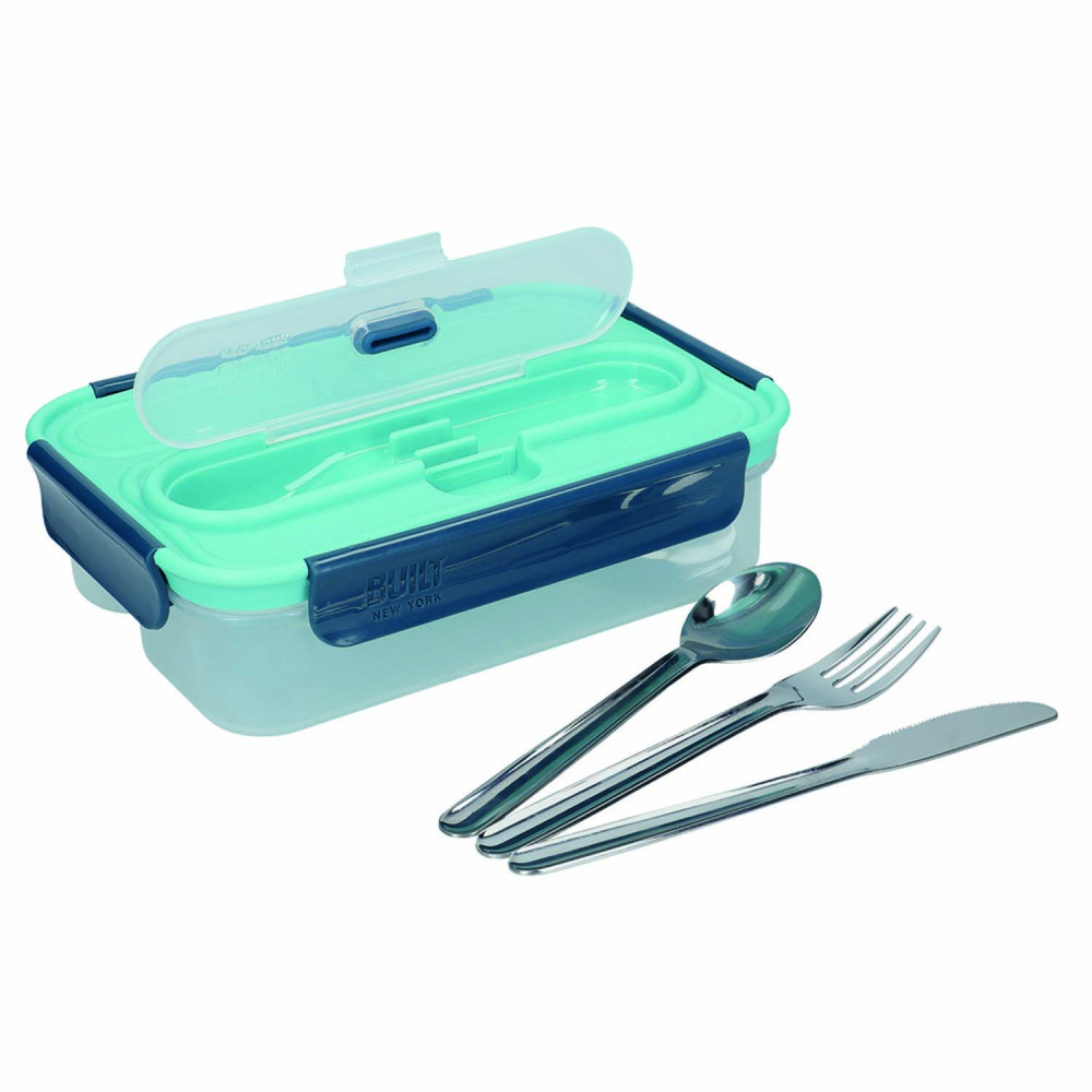 Ланч-бокс Built Retro со столовыми приборами, трехзонный, 23,5 х 17 см, 1050 мл